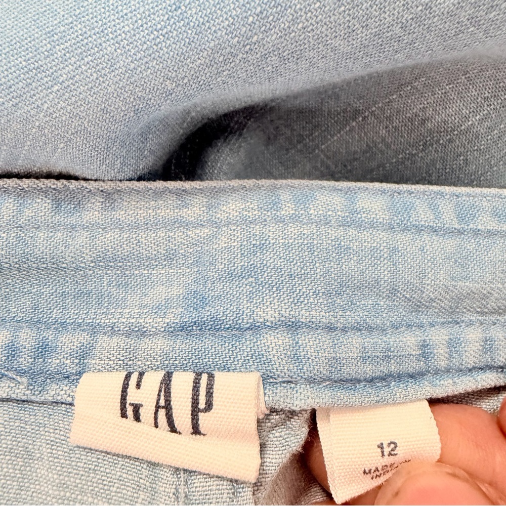 Gap Button Front Midi Light Wash Denim Skirt - image 3